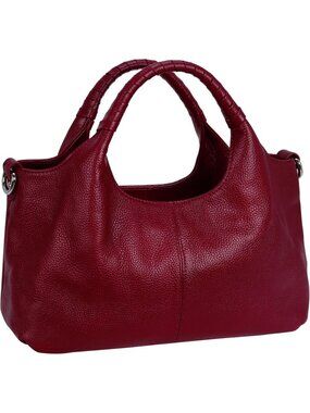 Women's Wine Genuine Leather Shoulder Satchel Designer Crossbody Hobo Bags